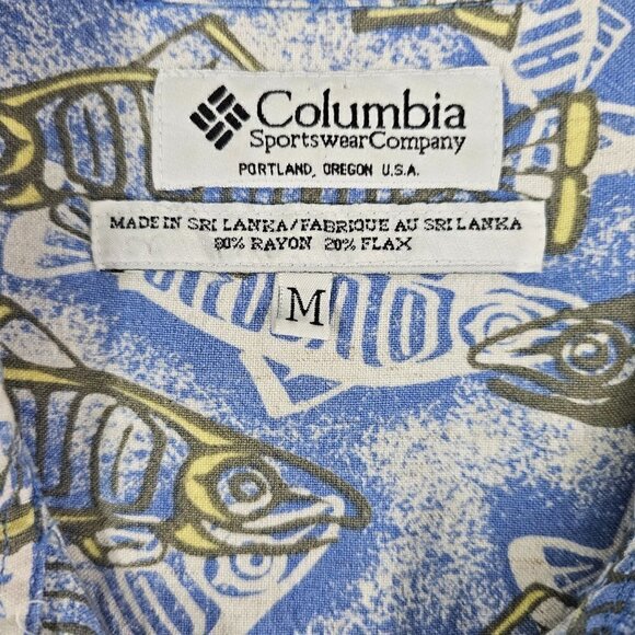 Columbia Fish Graphic Men’s Size Medium Outdoor Short Sleeve Button Down Shirt - Picture 14 of 16